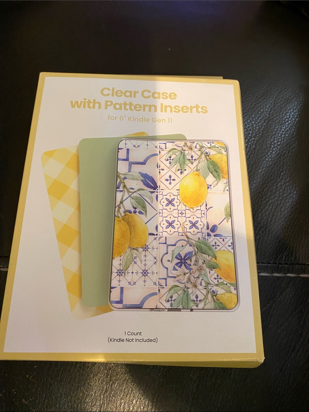 Clear case 3 patterns inserts 6” kindle gen Accent decor with lemon tile pattern